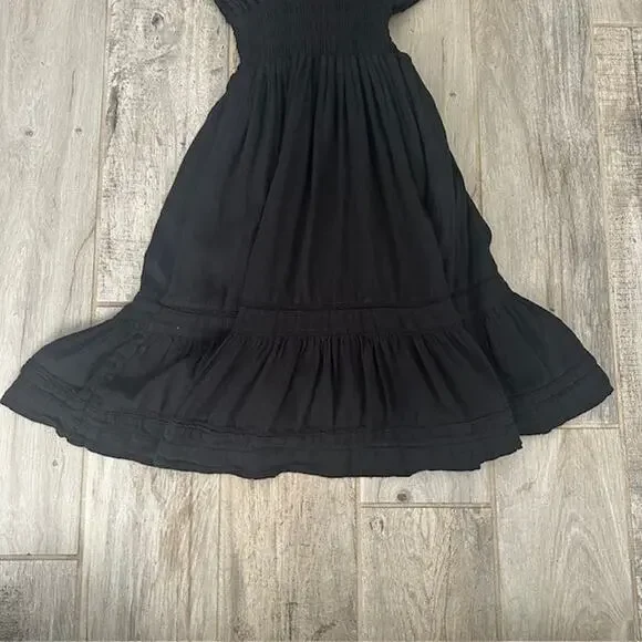 Rails Tara Black Lace Detail Mini Flutter Sleeve Linen Blend Dress Large - Picture 8 of 11